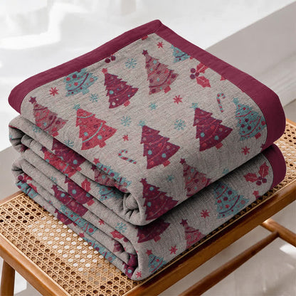 Festive Christmas Tree Cotton Gauze Blanket - Beige - Blanket - 92" x 104" - image 18