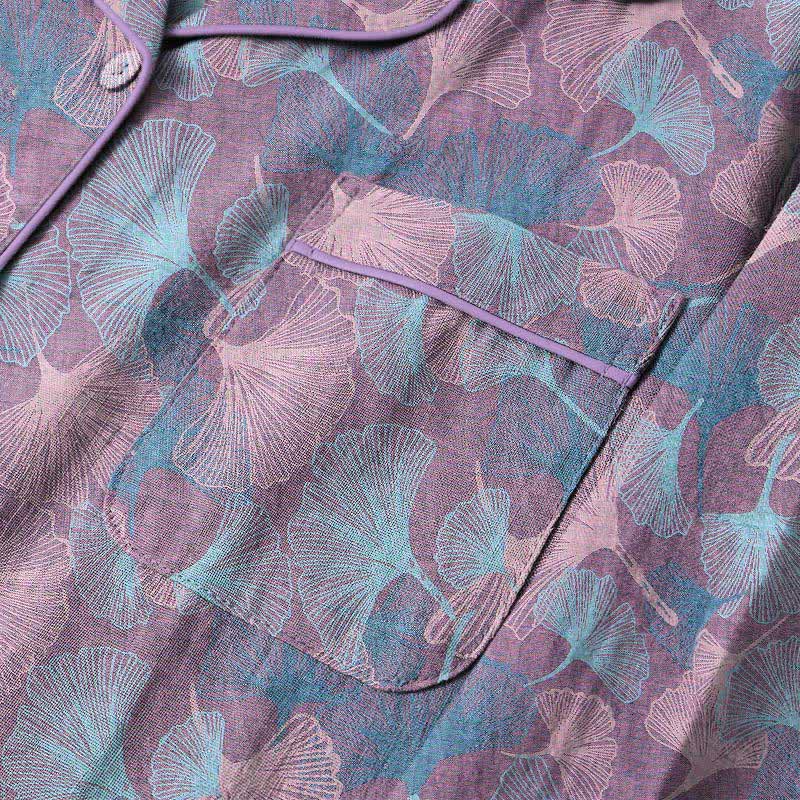 Ginkgo Leaf Cotton Notched‑Collar Loungewear Set - image 11