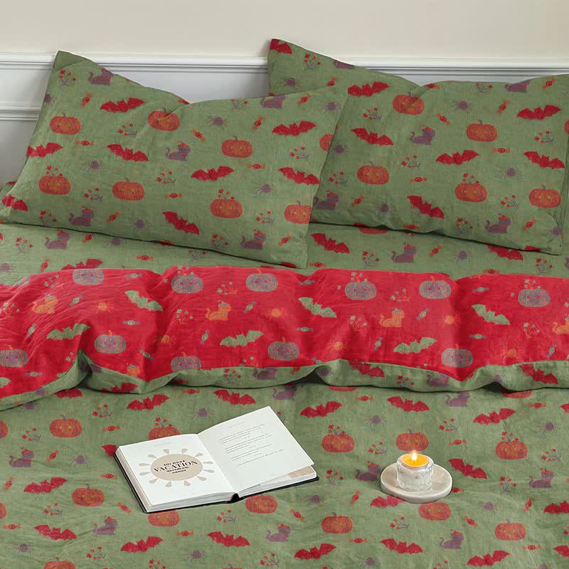 Halloween Pumpkin Bat Cotton Bedding Set - image 14