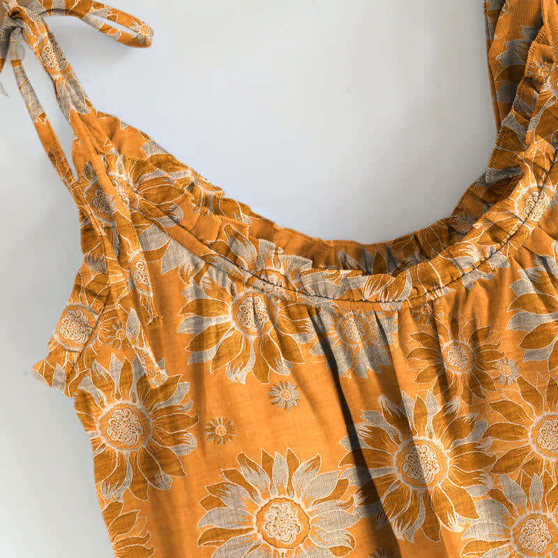Sunflower Bloom Tie Strap Cami Loungewear Set - image 9