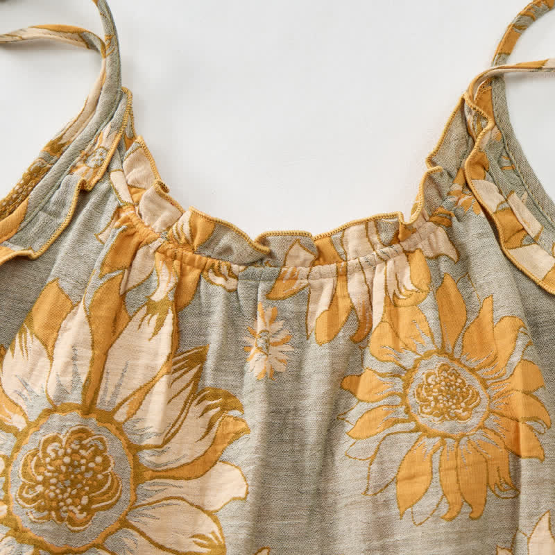 Sunflower Bloom Tie Strap Cami Loungewear Set - image 4