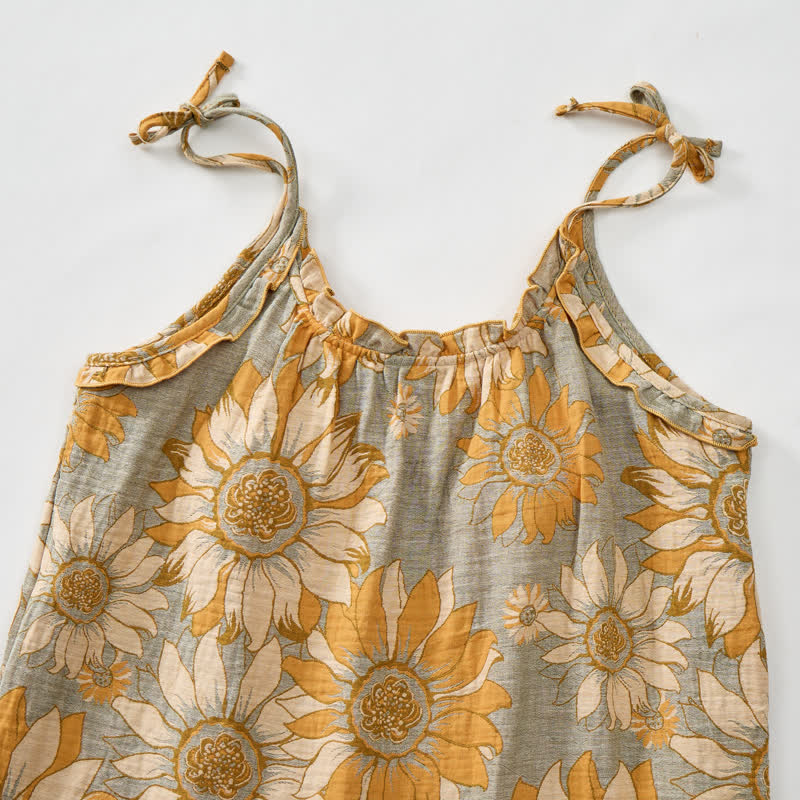 Sunflower Bloom Tie Strap Cami Loungewear Set - image 2
