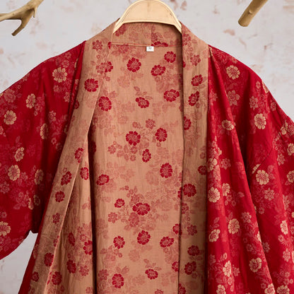 Retro Flower Cotton Gauze Kimono Robe - image 2