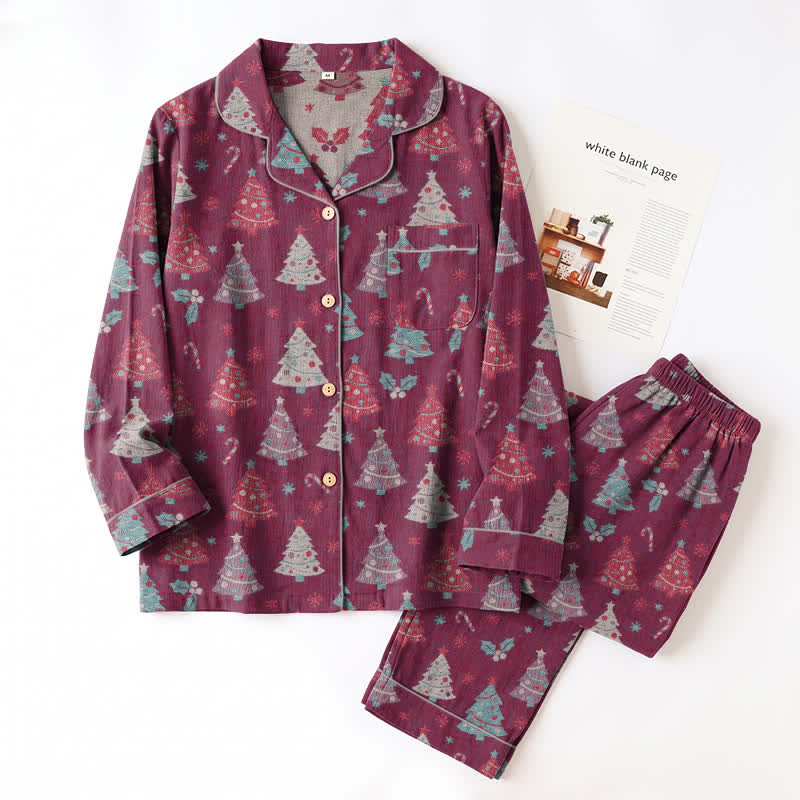 Christmas Tree Cotton Gauze Loungewear Set - image 16