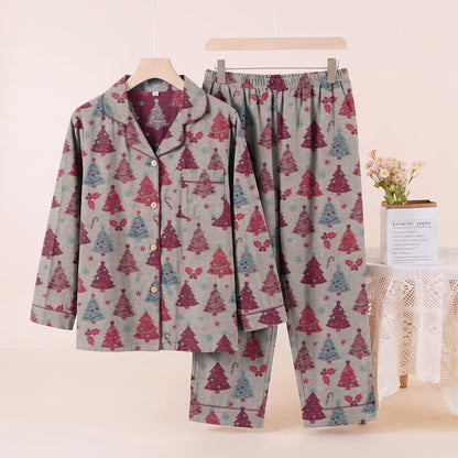 Christmas Tree Cotton Gauze Loungewear Set - Beige - XL - image 21