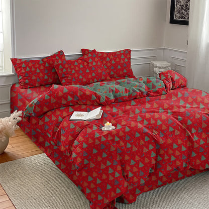 Festive Christmas Tree Cotton Bedding Set - image 1