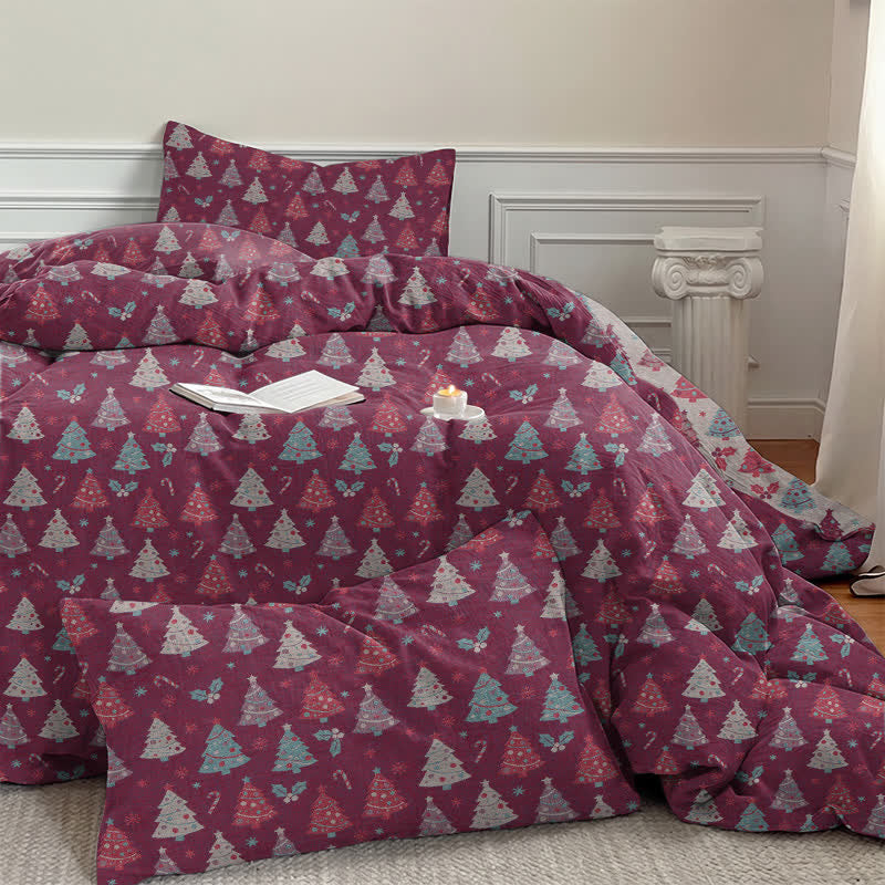 Festive Christmas Tree Cotton Bedding Set - image 20
