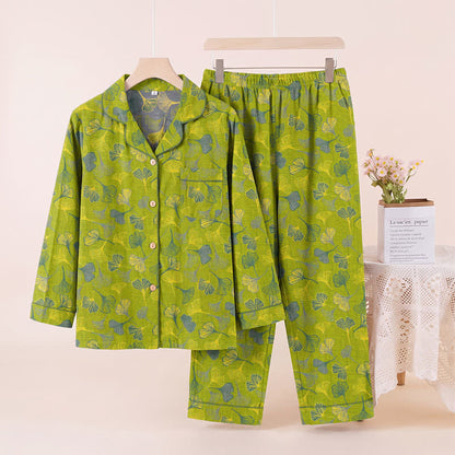 Nature‑Inspired Ginkgo Leaf Cotton Loungewear Set - image 3
