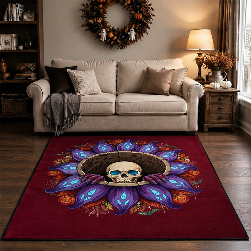 Gothic Skull Well Halloween Non-Slip Area Rug - image 1