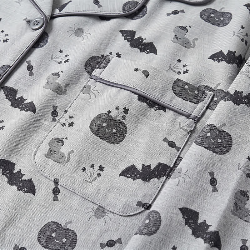 Halloween Pumpkin Bat Cotton Gauze Loungewear Set - image 10
