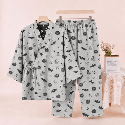 Halloween Bat Pumpkin Cotton Kimono Pajama Set - image 7
