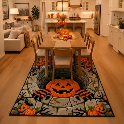 3D Halloween Pumpkin Optical Illusion Area Rug - image 4