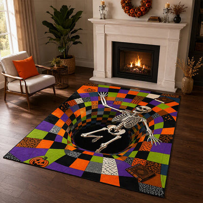 Falling Skeleton 3D Vortex Non-slip Area Rug - 95" x 119" - image 0