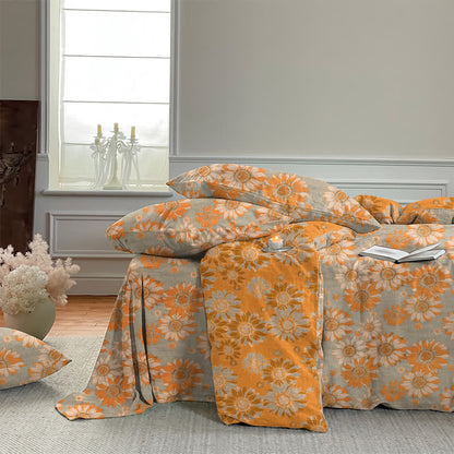 Vintage Sunflower Orange Cotton Bedding Set - image 23