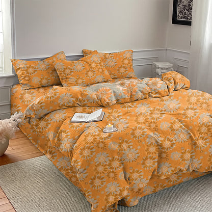 Vintage Sunflower Orange Cotton Bedding Set - image 2