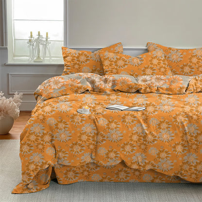 Vintage Sunflower Orange Cotton Bedding Set - image 1