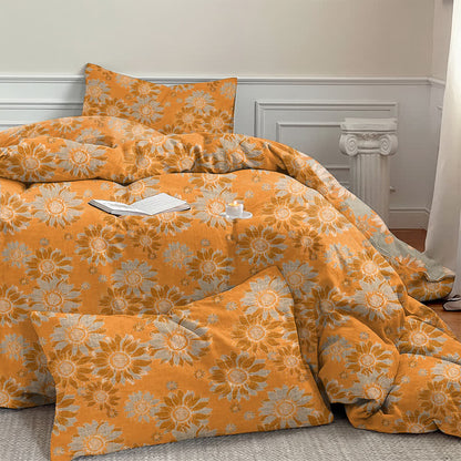 Vintage Sunflower Orange Cotton Bedding Set - image 6