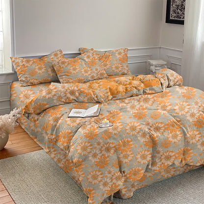 Vintage Sunflower Orange Cotton Bedding Set - image 18
