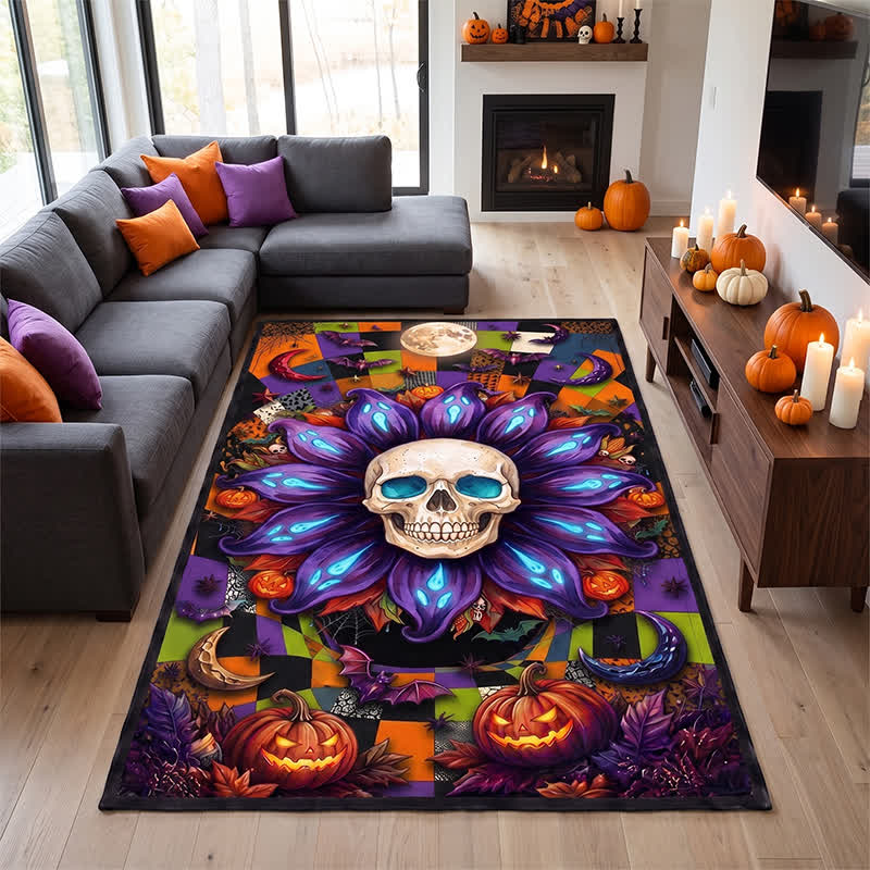 Halloween Gothic Skull Mandala Non-slip Area Rug - image 3