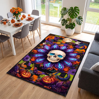 Halloween Gothic Skull Mandala Non-slip Area Rug - image 4