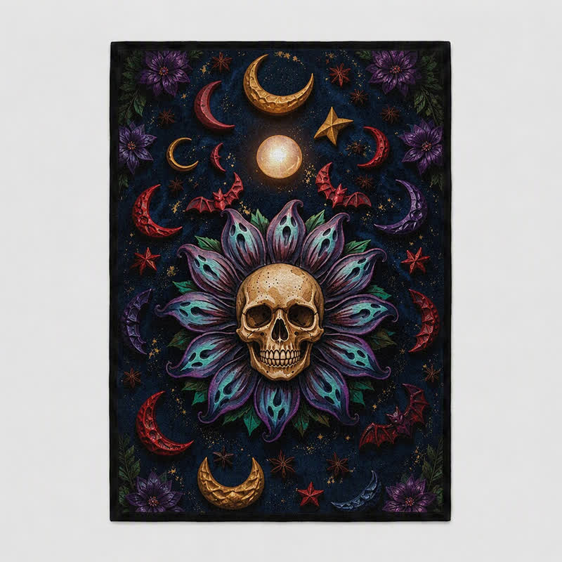 Celestial Gothic Skull Mandala Area Rug - image 4