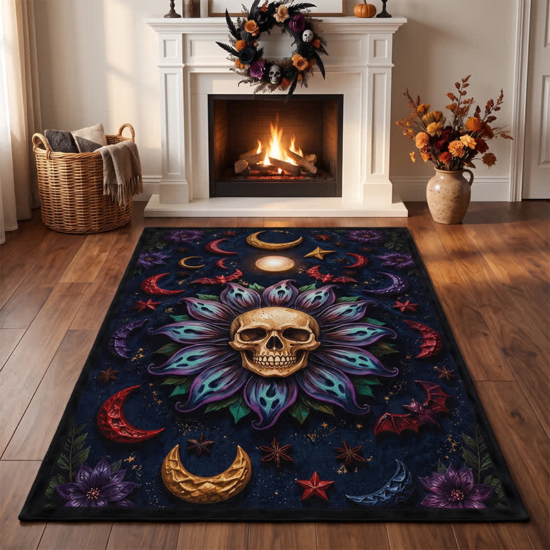 Celestial Gothic Skull Mandala Area Rug - image 3