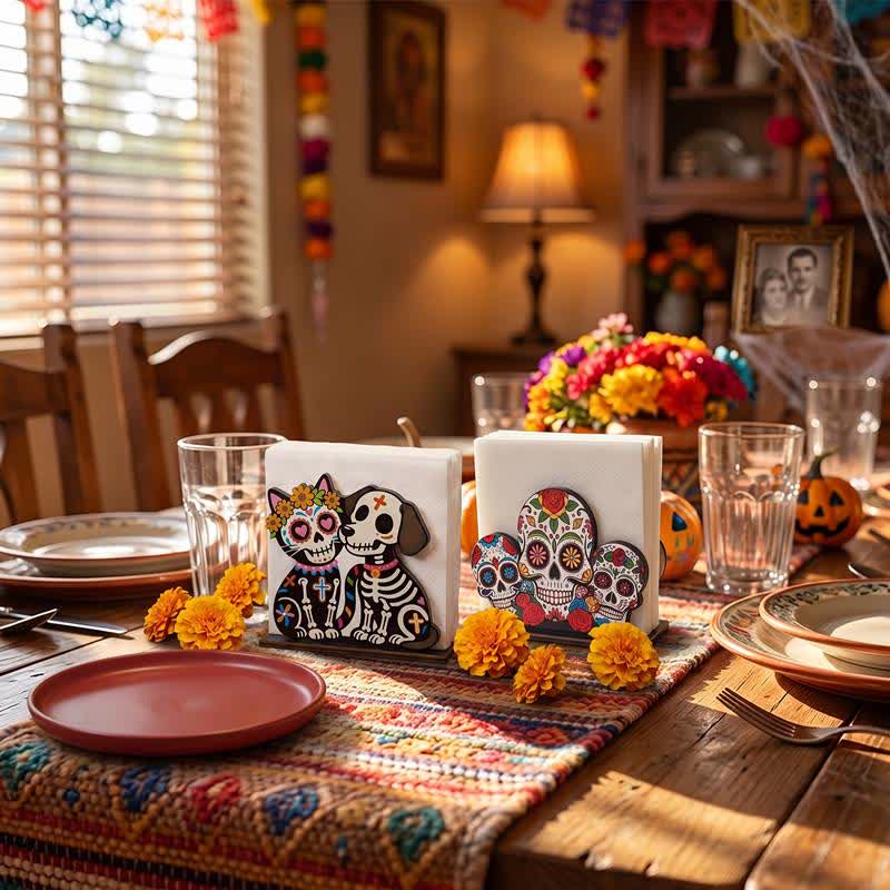 Day of the Dead Wooden Napkin Holder - image 1