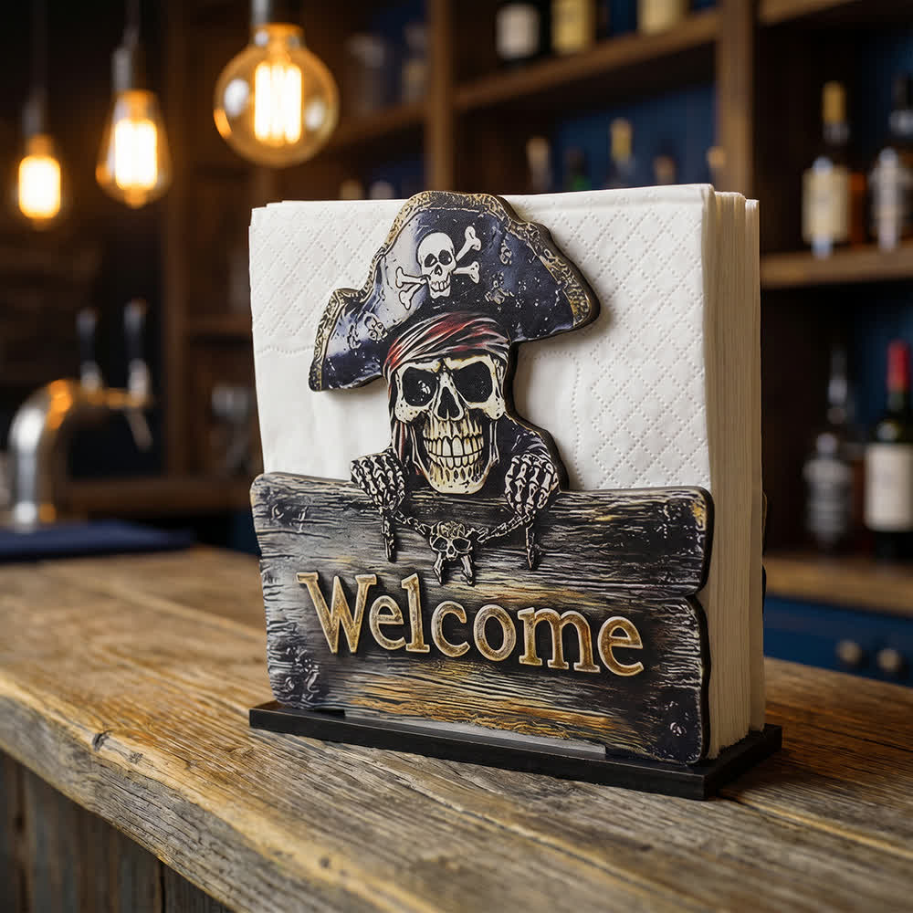 Cute Grim Reaper & Pirate Skeleton Vertical Tissue Stand - Welcome Pirate - 6PCS - image 3