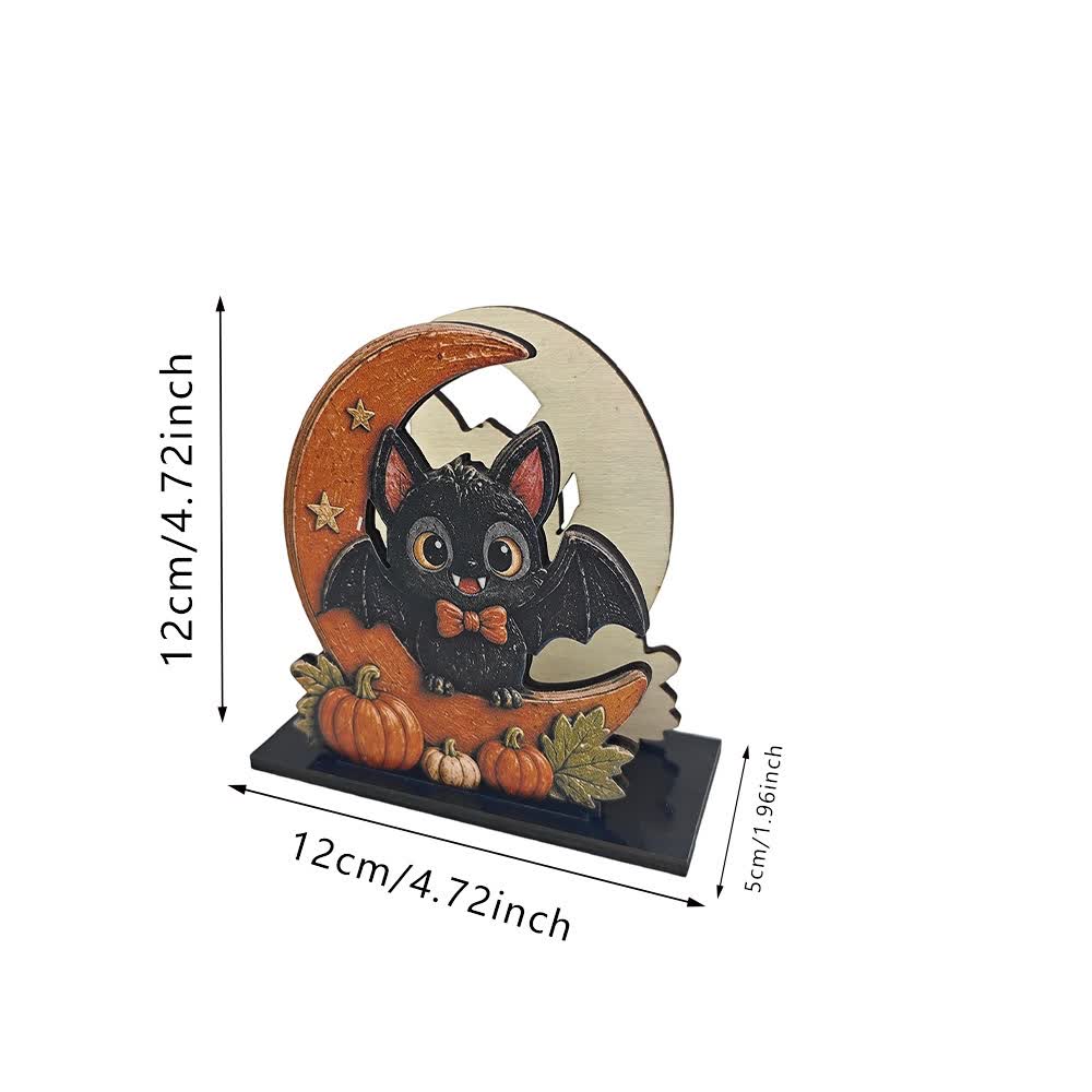Wooden Halloween Spook Napkin Holder - Moon Black Cat - 5PCS - image 4