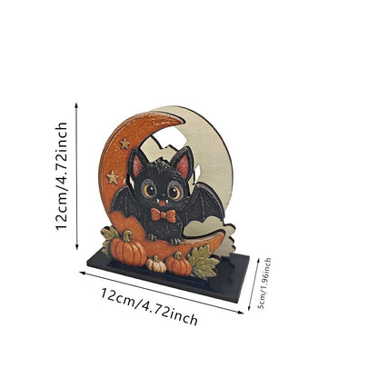 Wooden Halloween Spook Napkin Holder - Moon Black Cat - 5PCS - image 4