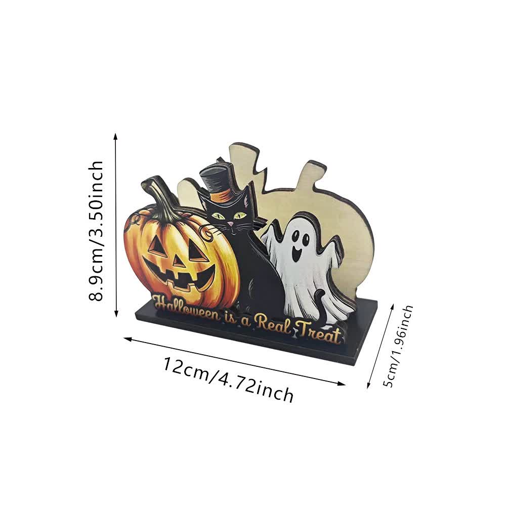 Wooden Halloween Spooky Napkin Holder - Real Treat Cat Ghost - 4PCS - image 9