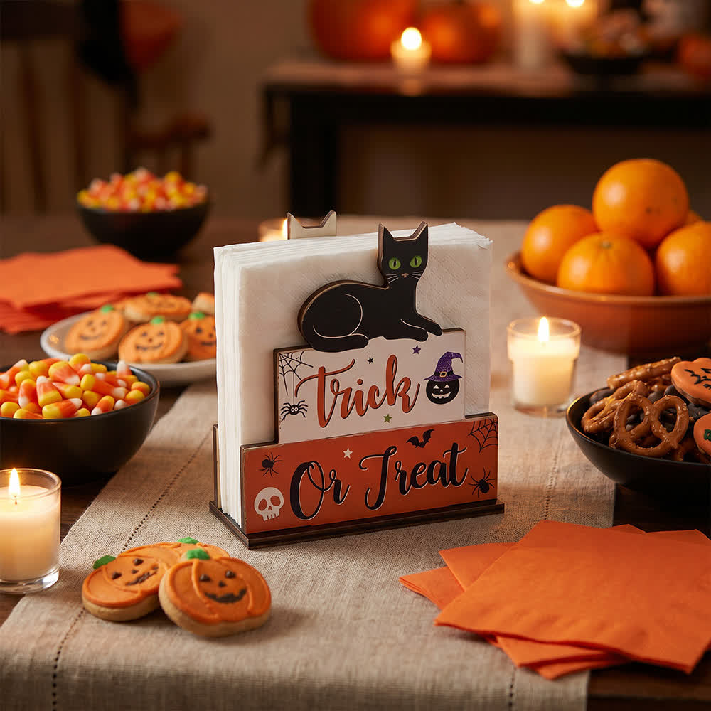 Wooden Halloween Spooky Napkin Holder - image 0