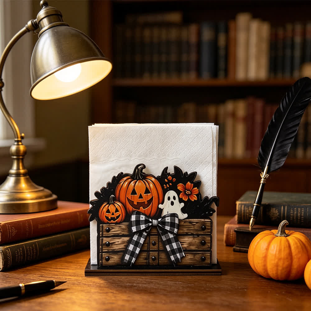 Wooden Halloween Farmhouse Napkin Holder - image 4