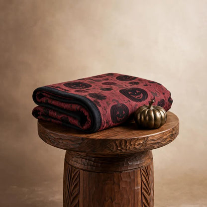 Burgundy Pumpkin Halloween Reversible Cotton Blanket - image 5