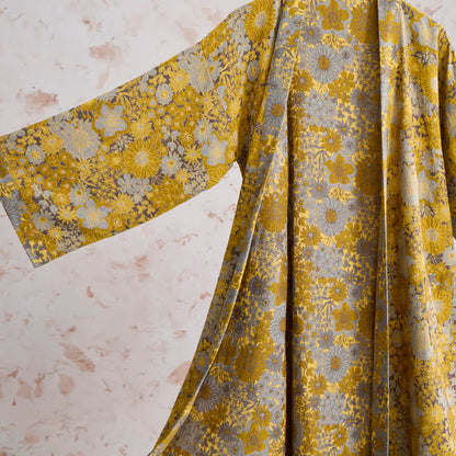 Retro Muted Floral Cotton Lounge Robe - image 9