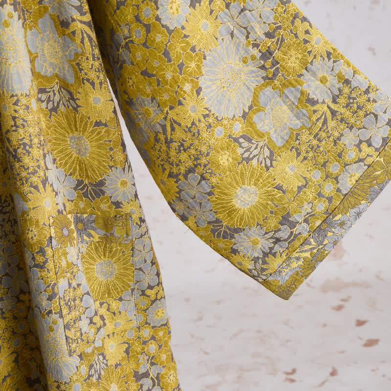 Retro Muted Floral Cotton Lounge Robe - image 10
