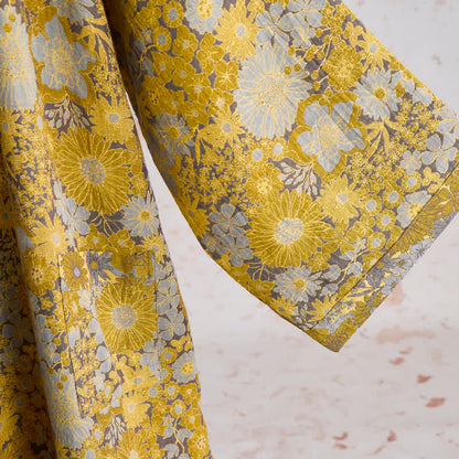 Retro Muted Floral Cotton Lounge Robe - image 10