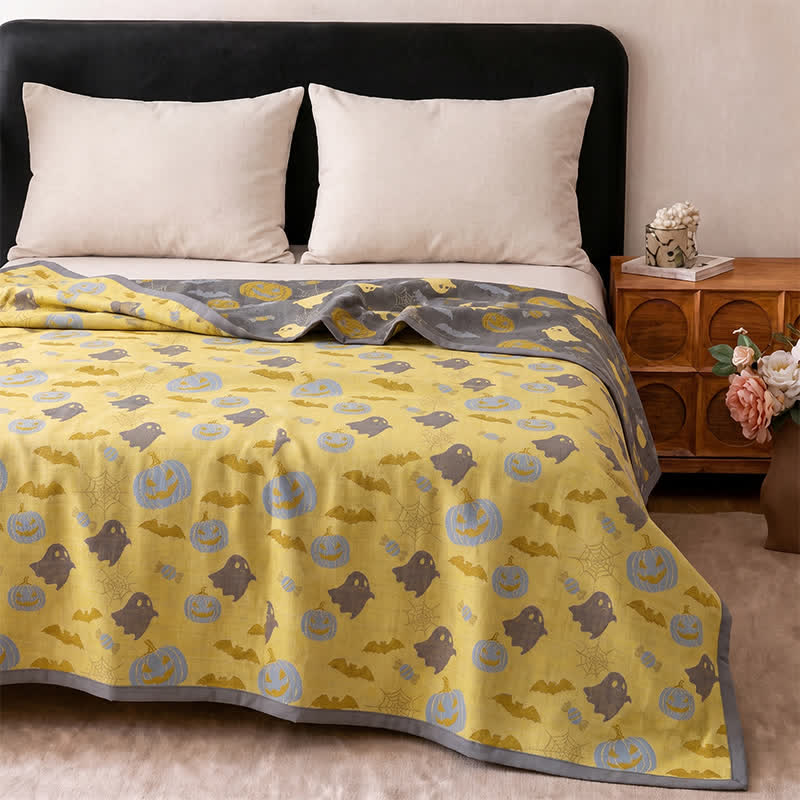 Reversible Halloween Pumpkin Ghost Cotton Blanket - image 15