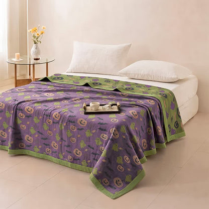Reversible Halloween Pumpkin Ghost Cotton Blanket - image 9