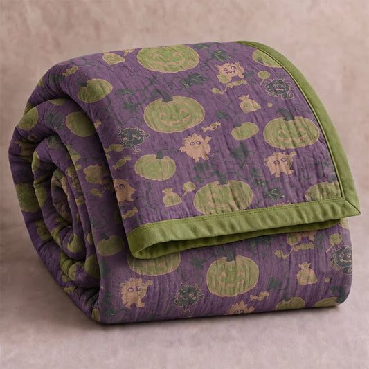 Halloween Monster Reversible Cotton Blanket - Purple - Blanket - 92" x 104" - image 0