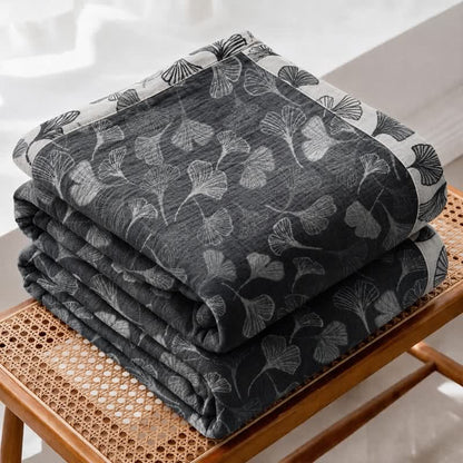 Grey‑Black Ginkgo Leaf Cotton Blanket - image 7