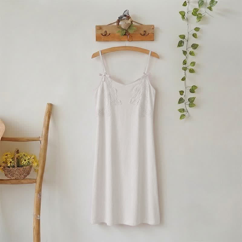 Cotton Lace Cami Slip Night Dress - Purple - XL - image 0