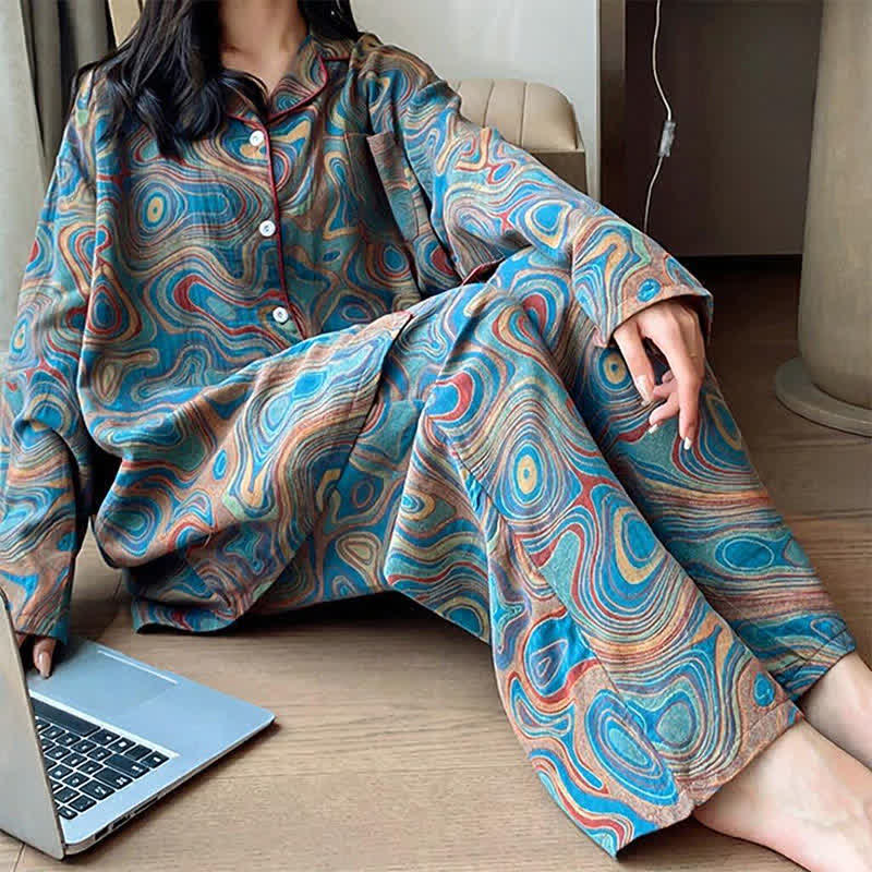 Plus Size Art Print Cotton Loungewear Set - image 4