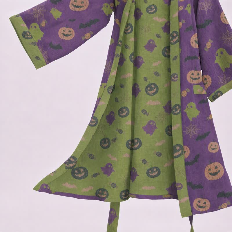 Multi‑Color Pumpkin Halloween Cotton Kimono Robe - image 8