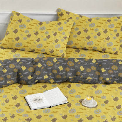 Multi‑Color Pumpkin Ghost Cotton 4-Piece Duvet Bedding Set - image 6