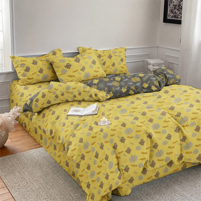 Multi‑Color Pumpkin Ghost Cotton 4-Piece Duvet Bedding Set - image 2