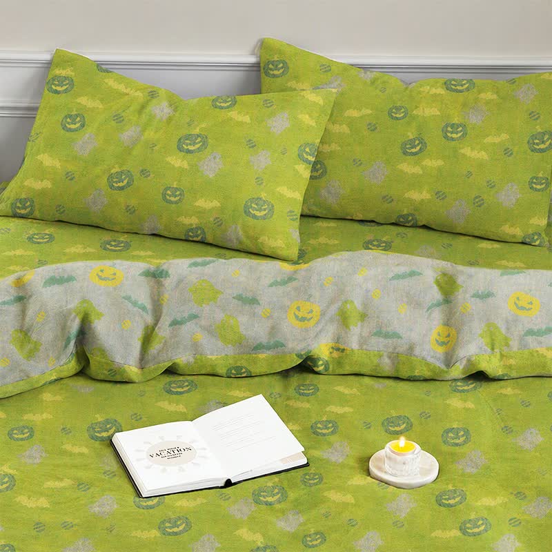 Multi‑Color Pumpkin Ghost Cotton 4-Piece Duvet Bedding Set - image 13