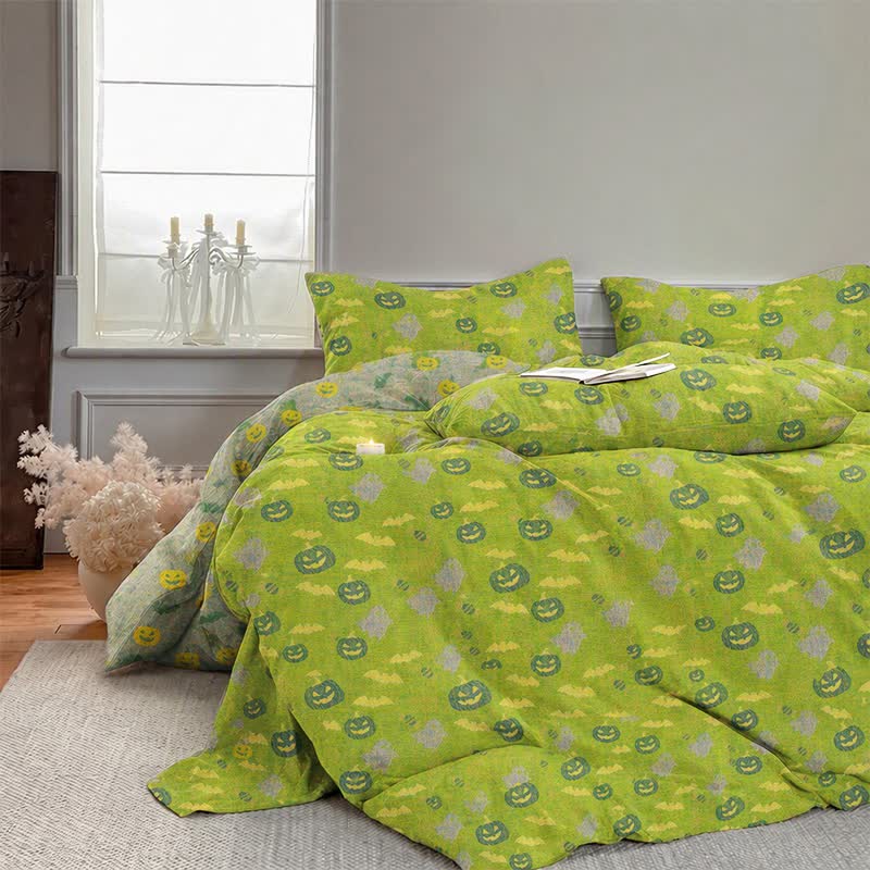 Multi‑Color Pumpkin Ghost Cotton 4-Piece Duvet Bedding Set - image 10