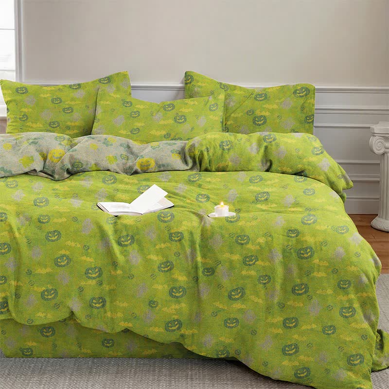 Multi‑Color Pumpkin Ghost Cotton 4-Piece Duvet Bedding Set - image 8