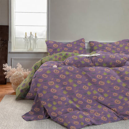 Multi‑Color Pumpkin Ghost Cotton 4-Piece Duvet Bedding Set - image 3